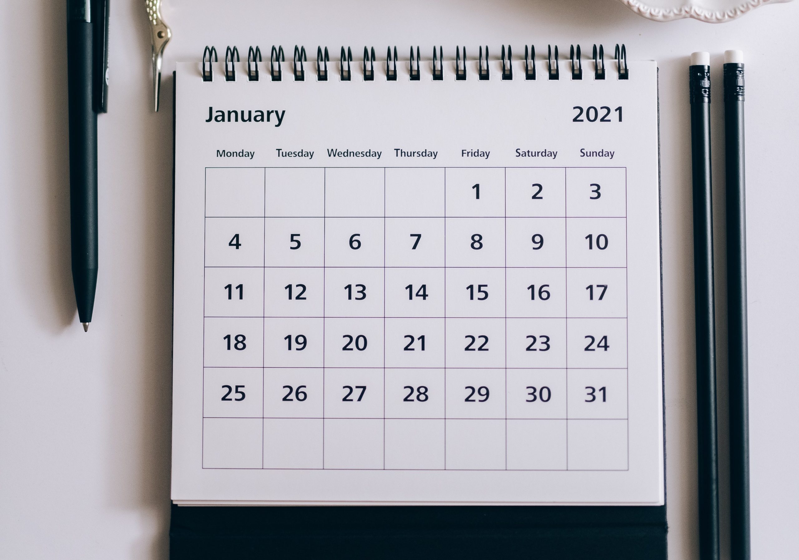 Jan 2021 calendar