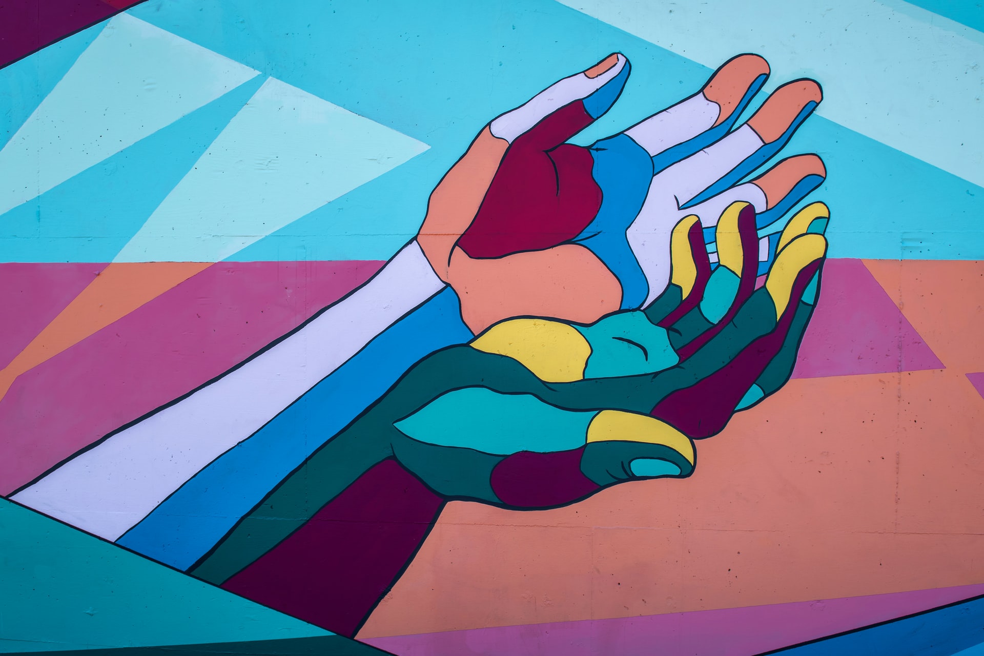 colorful hands mural