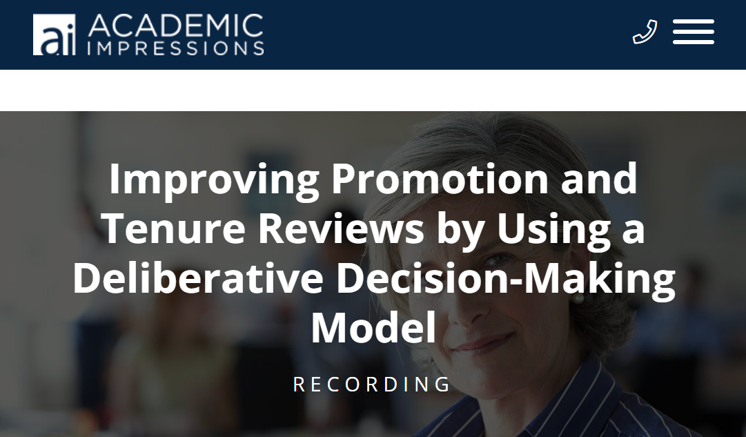 Improving Promotion and Tenure Academic Impressions Screenshot