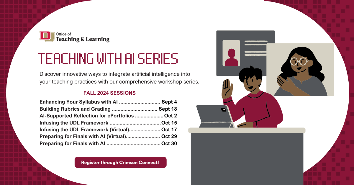 Teaching with AI Series. Register thought Crimson Connect.